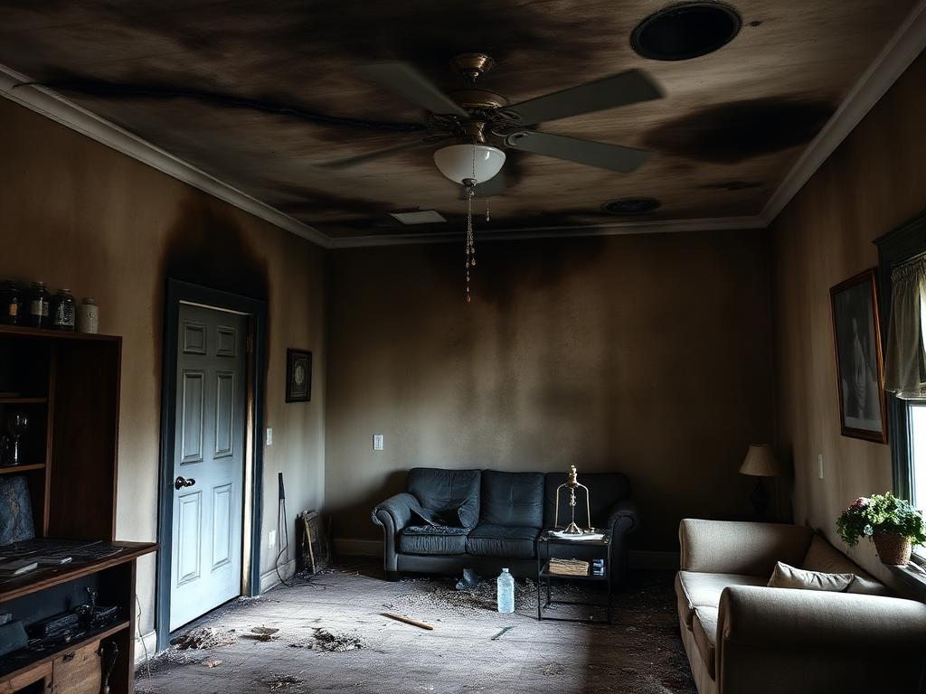 Smoke damaged interior contents of Florida home